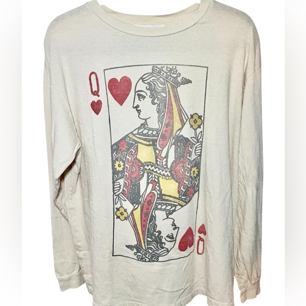 NWOT Daydreamer Free People Queen of Hearts Graphic Long Sleeve Tee L - Picture 6 of 6